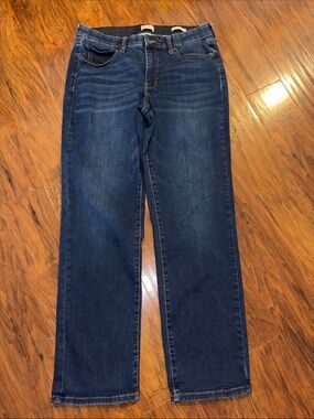 Wonderly Mid Rise Women's Dark Blue Straight-Leg Jeans 12